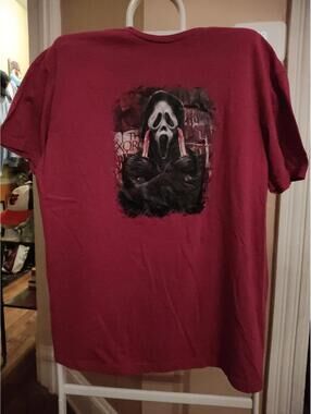 Ghostface From Scream Horror HALLOWEEN T-shirt Tee - Gildan Red - Size L - EUC